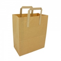 25 Large Brown Kraft Paper Carrier Bags With Handles SOS Block Bottom